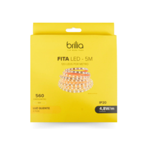 Fita LED 4,8W/mt 12v IP20 - Rolo 5mt - Brilia