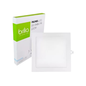 Painel LED Embutir 18W Quadrado 22cm - Brilia