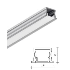 Perfil LED Embutir 10W/m 12v IP44 – L16xH12mm C/Molas(Gesso)