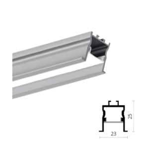 Perfil LED Embutir 10W/m 12v IP44 - L23xH25mm C/Molas(Gesso)