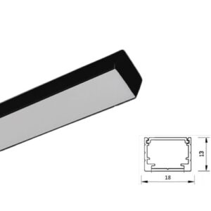Perfil LED Sobrepor 10W/m 12v IP44 - L18xH13mm C/Molas(Gesso)
