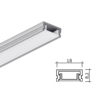 Perfil LED COB Embutir 10W/m 12v IP44 - L18xH8.2mm C/Molas(Gesso)